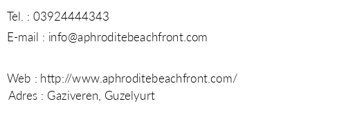 Aphrodite Beachfront Resort telefon numaralar, faks, e-mail, posta adresi ve iletiim bilgileri